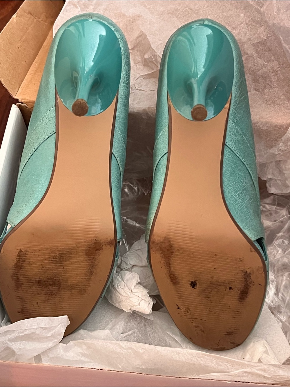 vintage steve madden debonair turquoise open tow pump size 8.5 - Picture 4 of 6